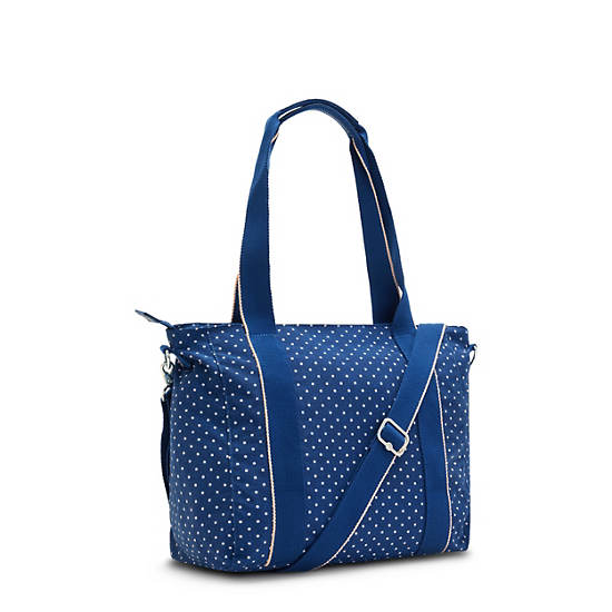 Kipling Asseni Small Printed Tote Bags Soft Dot Blue | CA 1467DF